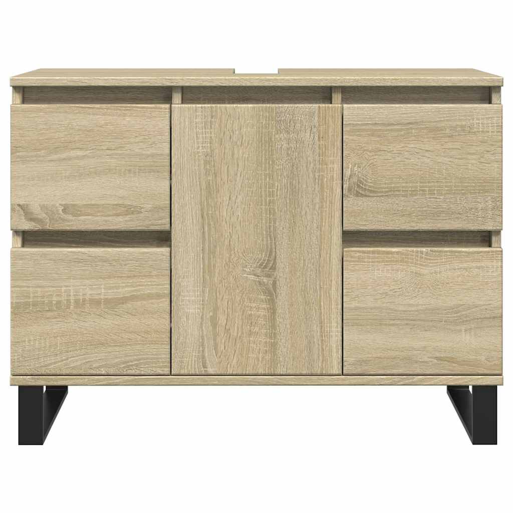Badkamerkast 80x33x60 cm bewerkt hout sonoma eikenkleurig is nu te koop bij PeponiXL, paradijselijk wonen!