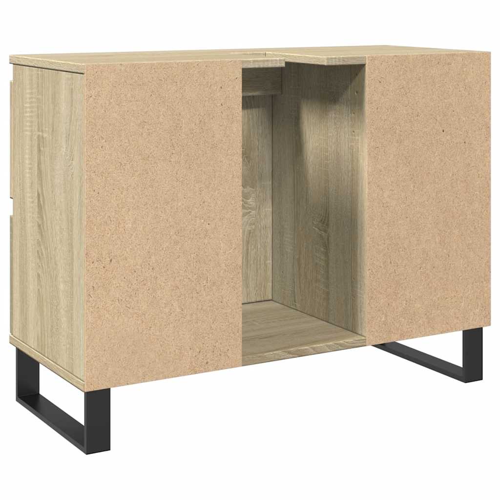 Badkamerkast 80x33x60 cm bewerkt hout sonoma eikenkleurig is nu te koop bij PeponiXL, paradijselijk wonen!