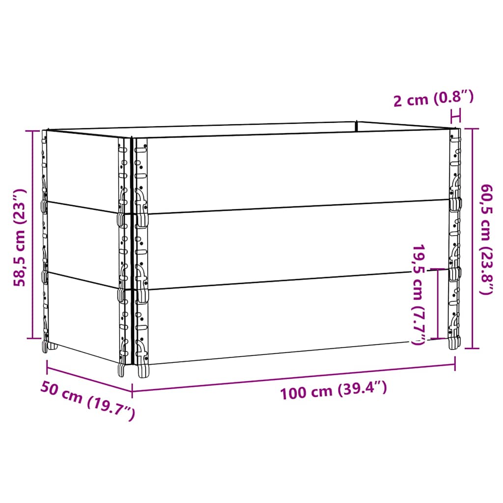 Palletopzetranden 3 st 100x50 cm massief grenenhout zwart is nu te koop bij PeponiXL, paradijselijk wonen!