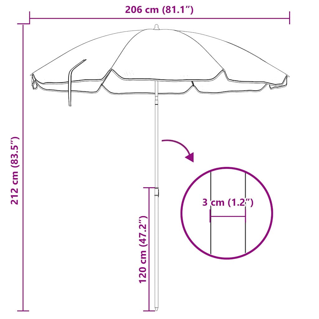 Strandparasol Camouflage 206 x 206 x 212 cm Polyester en Metaal is nu te koop bij PeponiXL, paradijselijk wonen!