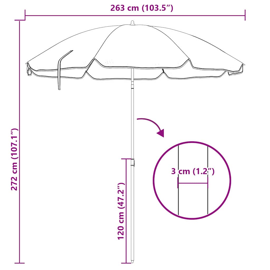 Strandparasol Camouflage 263 x 263 x 272 cm Polyester en Metaal is nu te koop bij PeponiXL, paradijselijk wonen!