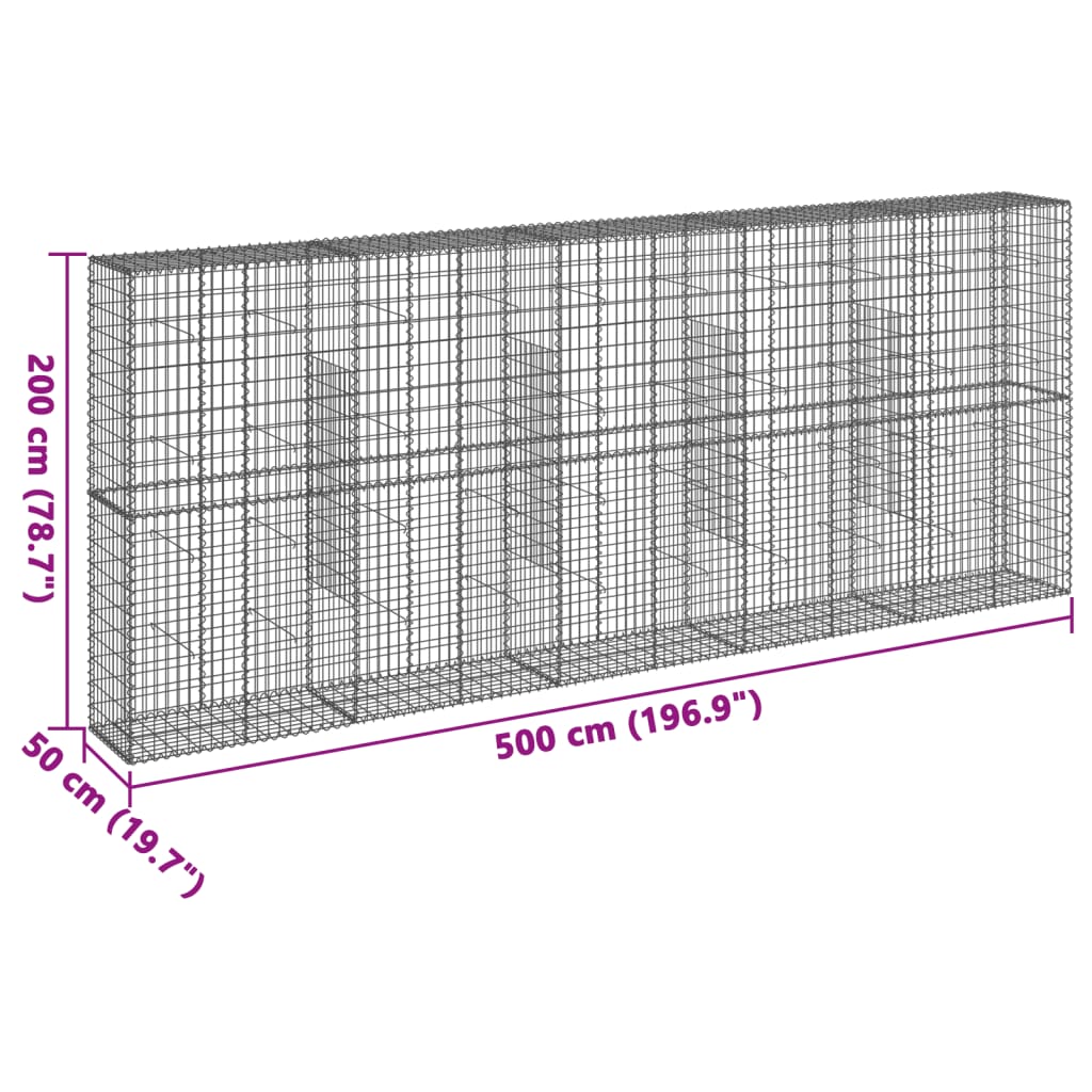 Schanskorf 500x50x200 cm gegalvaniseerd ijzer zilverkleurig is nu te koop bij PeponiXL, paradijselijk wonen!