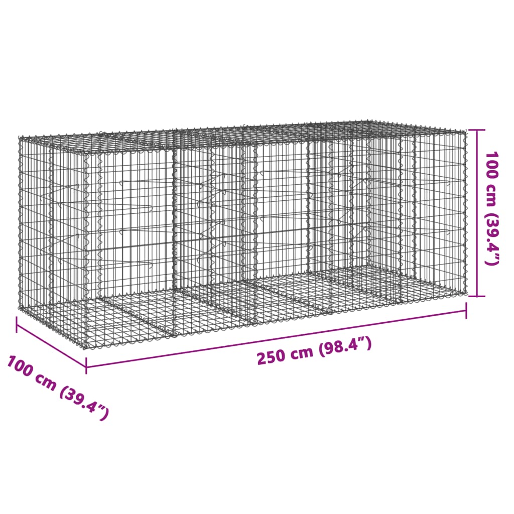 Schanskorf 250x100x100 cm gegalvaniseerd ijzer zilverkleurig is nu te koop bij PeponiXL, paradijselijk wonen!