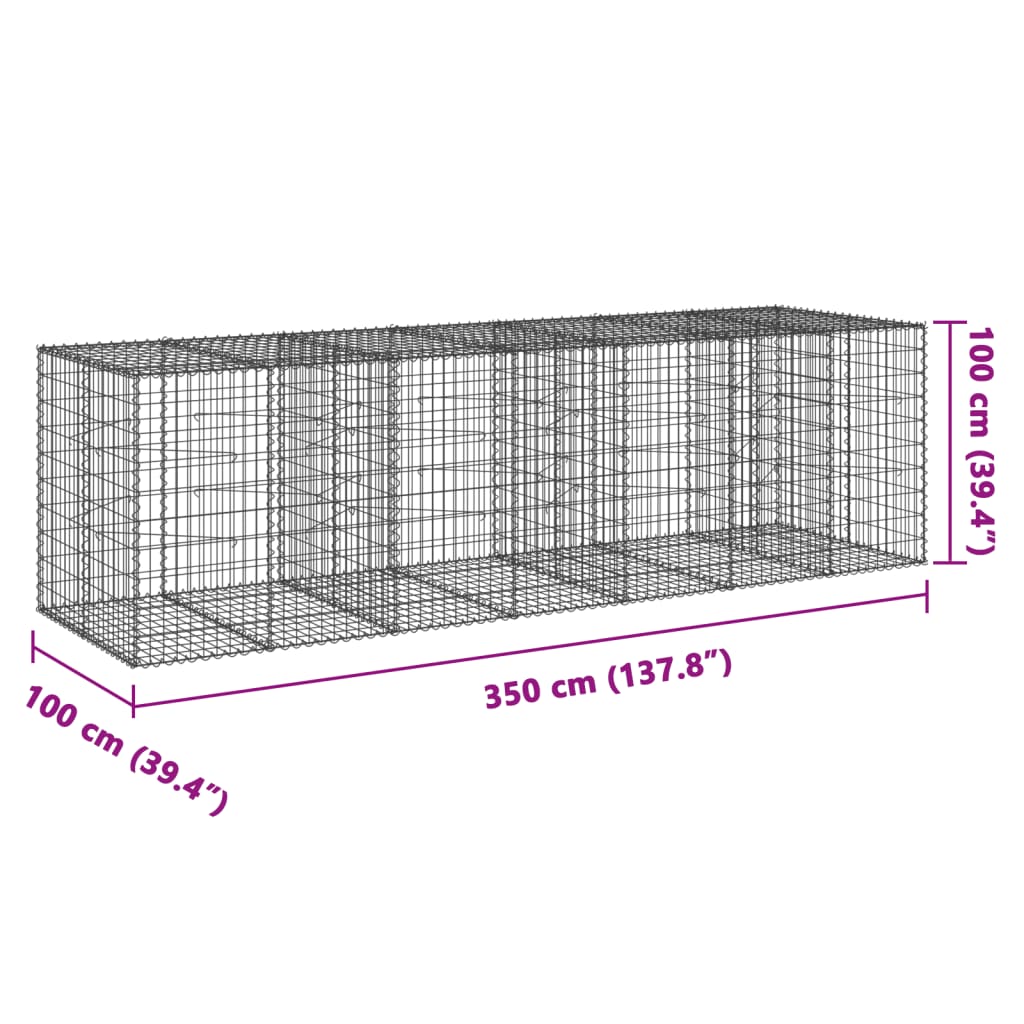 Schanskorf 350x100x100 cm gegalvaniseerd ijzer zilverkleurig is nu te koop bij PeponiXL, paradijselijk wonen!