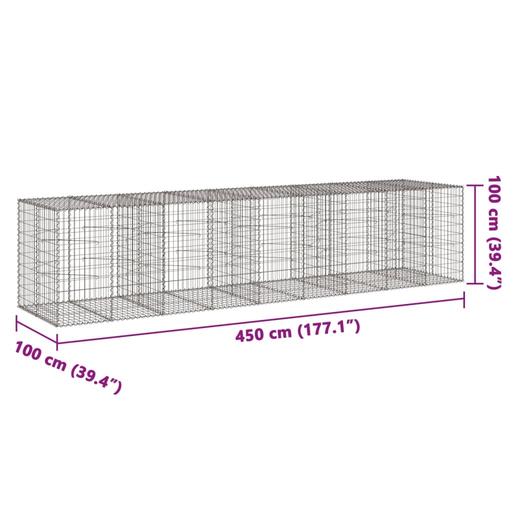 Schanskorf 450x100x100 cm gegalvaniseerd ijzer zilverkleurig is nu te koop bij PeponiXL, paradijselijk wonen!