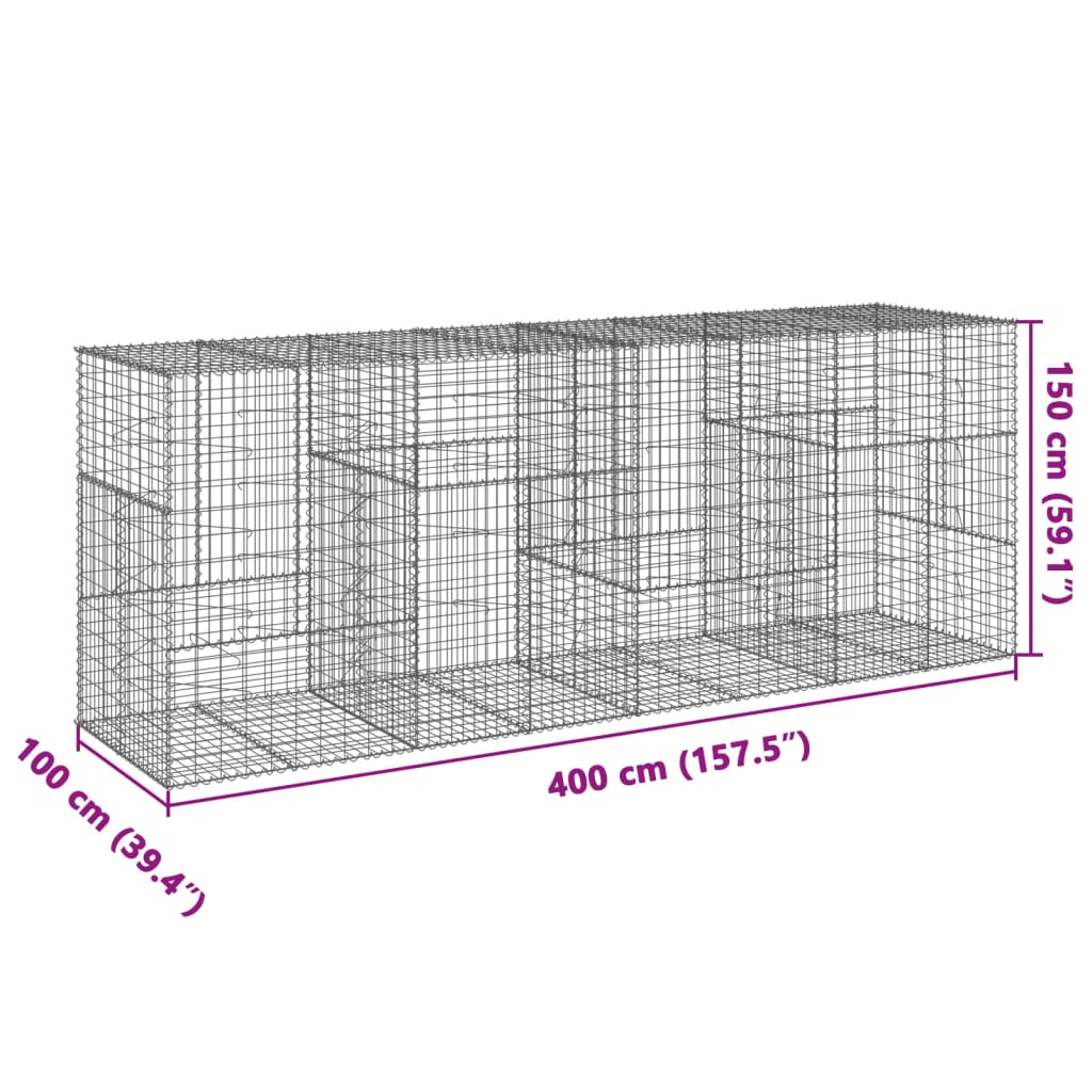 Schanskorf 400x100x150 cm gegalvaniseerd ijzer zilverkleurig is nu te koop bij PeponiXL, paradijselijk wonen!