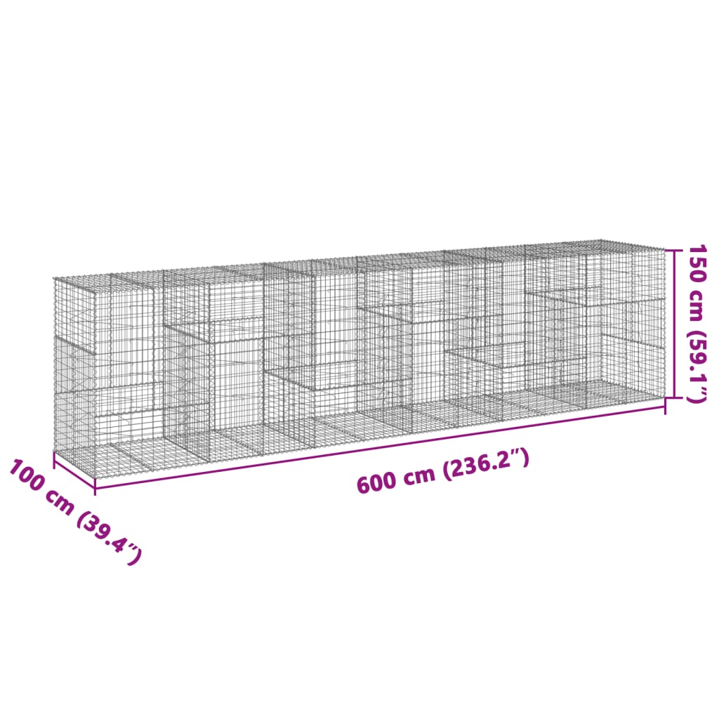 Schanskorf 600x100x150 cm gegalvaniseerd ijzer zilverkleurig is nu te koop bij PeponiXL, paradijselijk wonen!