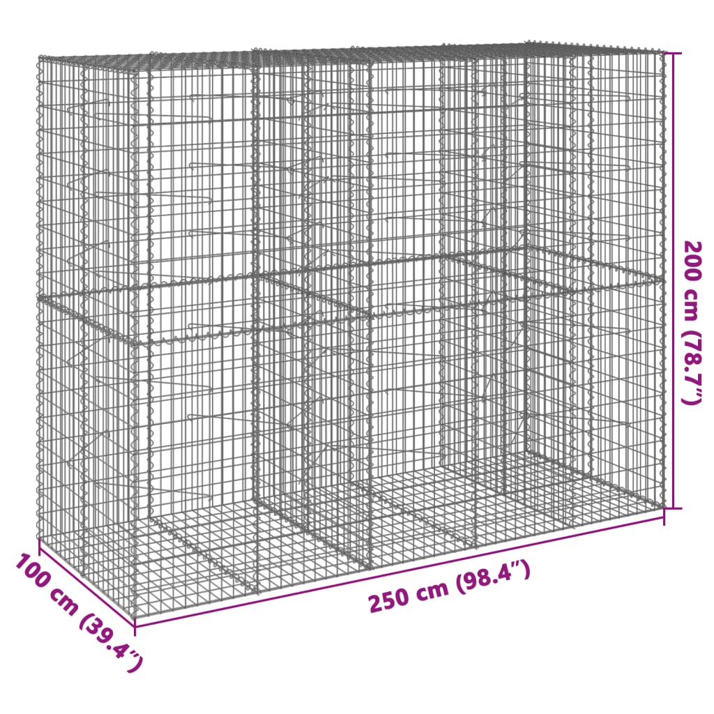 Schanskorf 250x100x200 cm gegalvaniseerd ijzer zilverkleurig is nu te koop bij PeponiXL, paradijselijk wonen!