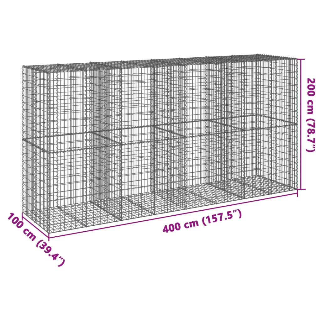 Schanskorf 400x100x200 cm gegalvaniseerd ijzer zilverkleurig is nu te koop bij PeponiXL, paradijselijk wonen!