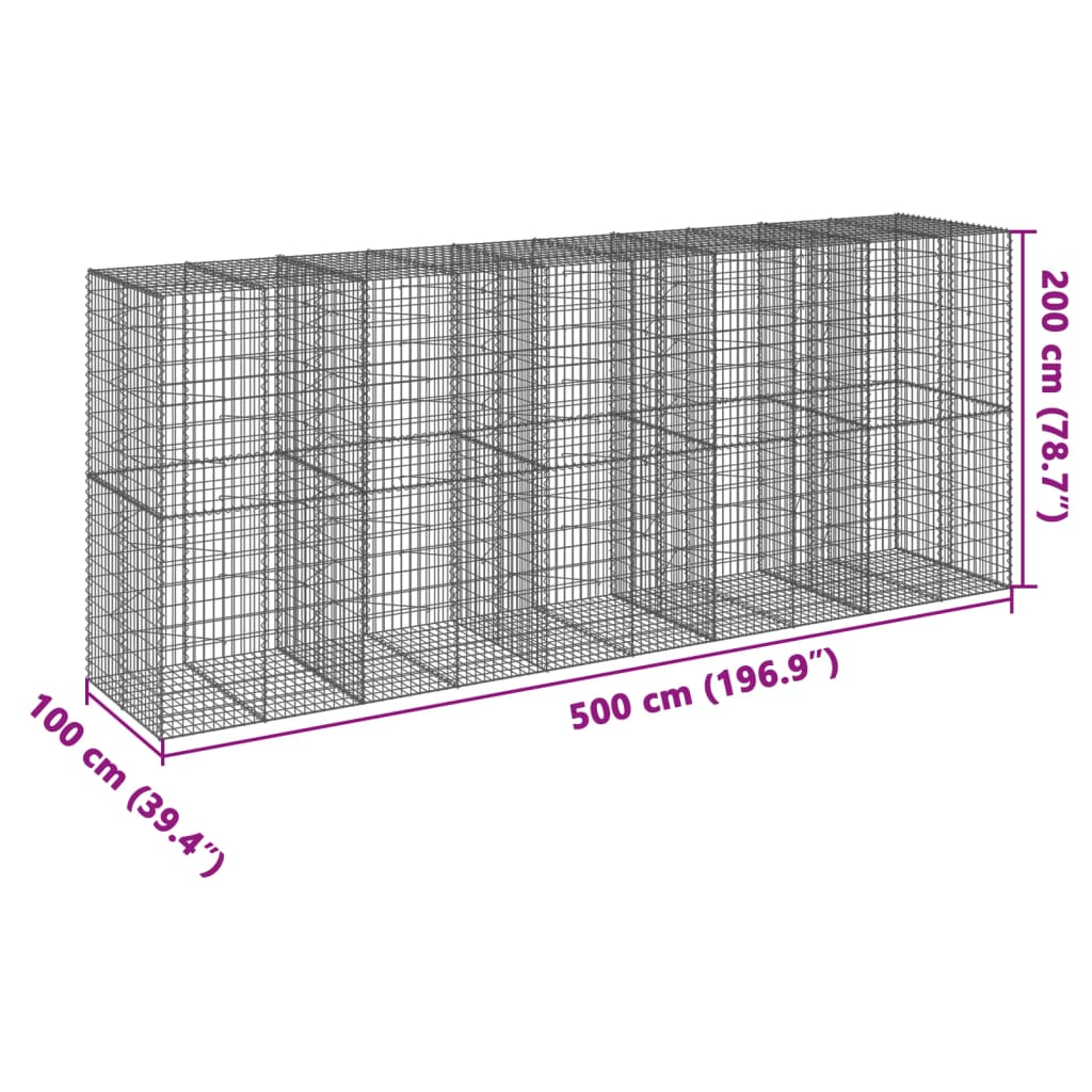 Schanskorf 500x100x200 cm gegalvaniseerd ijzer zilverkleurig is nu te koop bij PeponiXL, paradijselijk wonen!