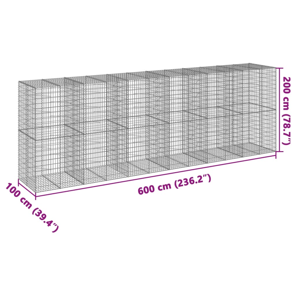 Schanskorf 600x100x200 cm gegalvaniseerd ijzer zilverkleurig is nu te koop bij PeponiXL, paradijselijk wonen!