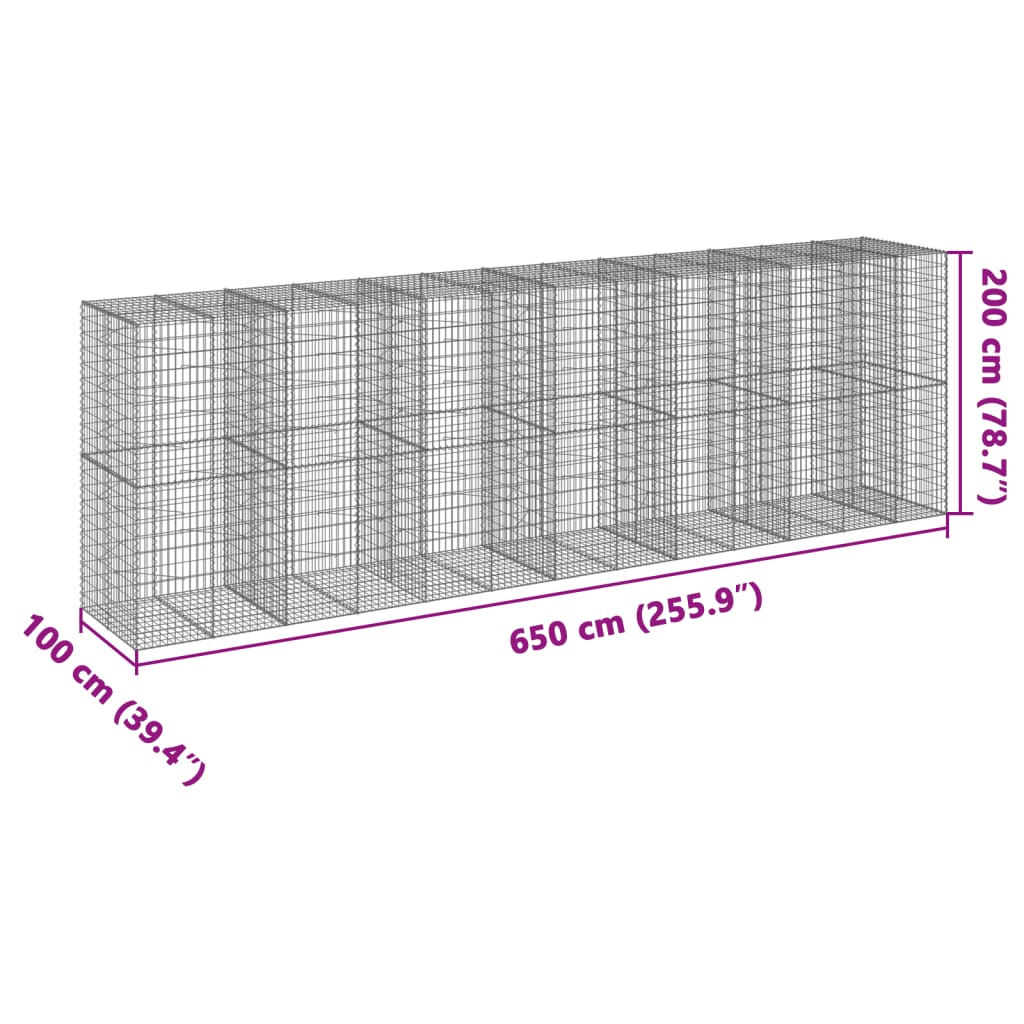 Schanskorf 650x100x200 cm gegalvaniseerd ijzer zilverkleurig is nu te koop bij PeponiXL, paradijselijk wonen!