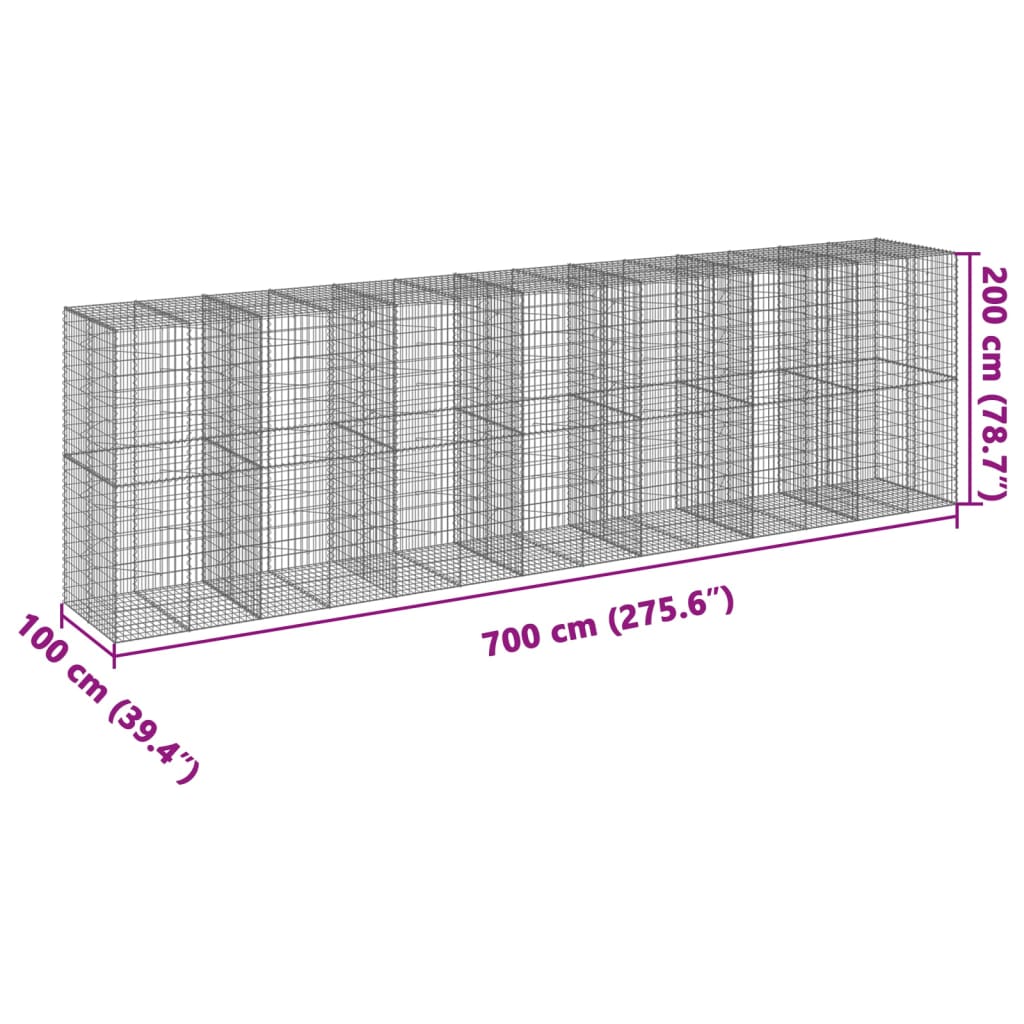 Schanskorf 700x100x200 cm gegalvaniseerd ijzer zilverkleurig is nu te koop bij PeponiXL, paradijselijk wonen!
