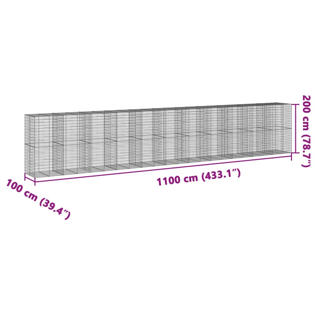 Schanskorf 1100x100x200 cm gegalvaniseerd ijzer zilverkleurig is nu te koop bij PeponiXL, paradijselijk wonen!