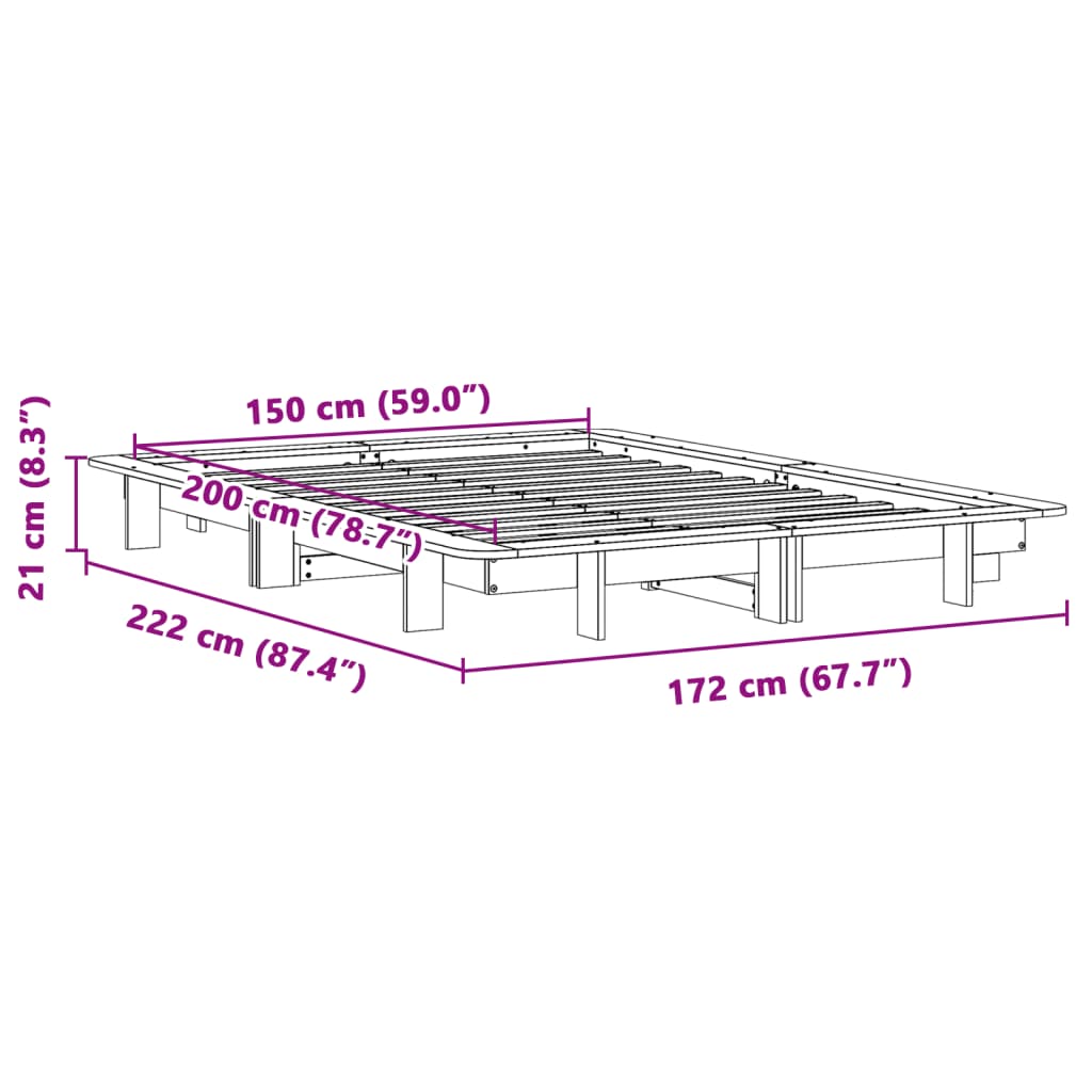 Bedframe zonder matras massief grenenhout wit 150x200 cm is nu te koop bij PeponiXL, paradijselijk wonen!