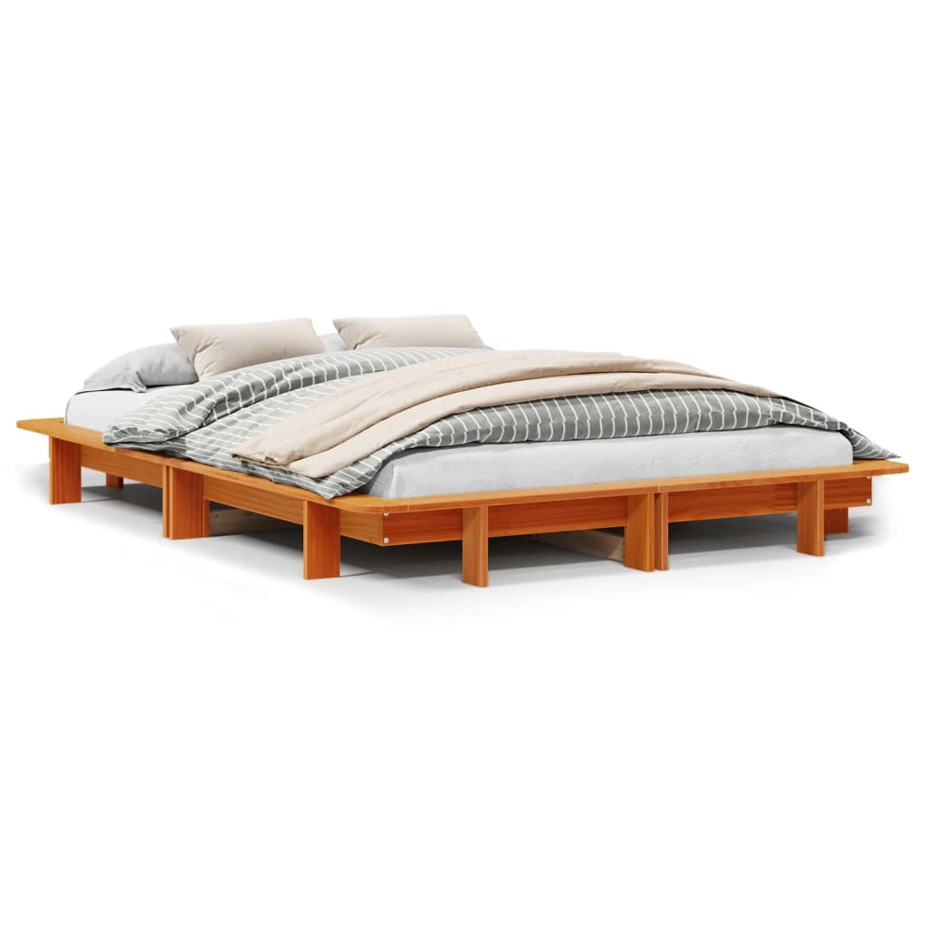 Bedframe zonder matras massief grenenhout wasbruin 120x200 cm is nu te koop bij PeponiXL, paradijselijk wonen!