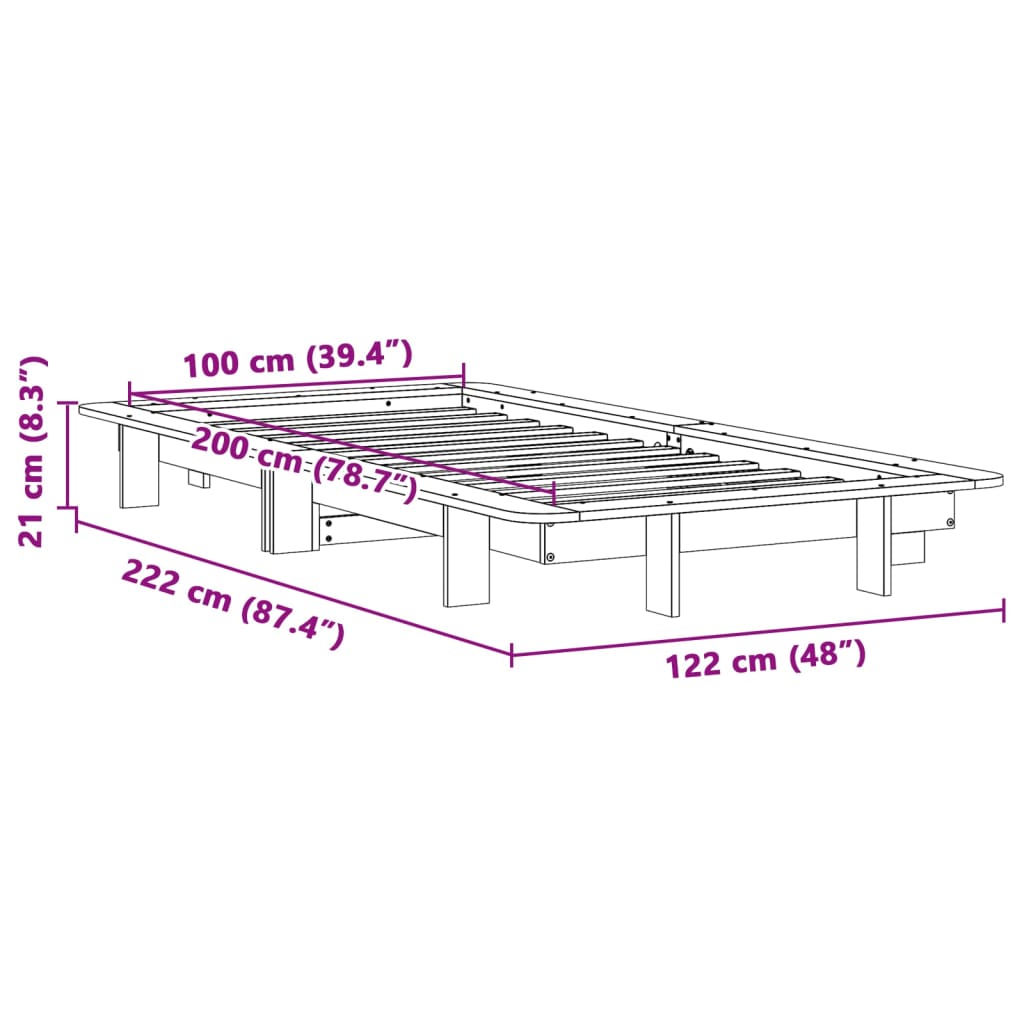 Bedframe zonder matras massief grenenhout 100x200 cm is nu te koop bij PeponiXL, paradijselijk wonen!