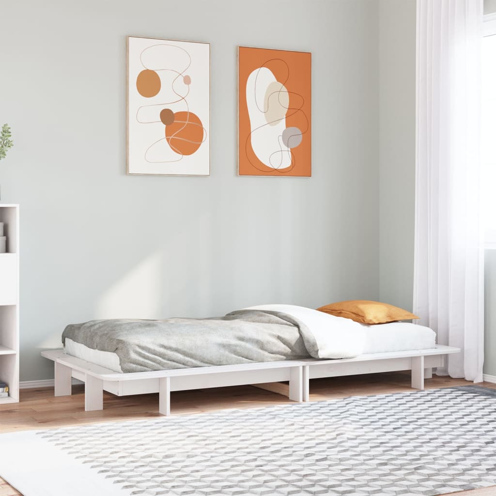 Bedframe zonder matras massief grenenhout wit 140x200 cm is nu te koop bij PeponiXL, paradijselijk wonen!
