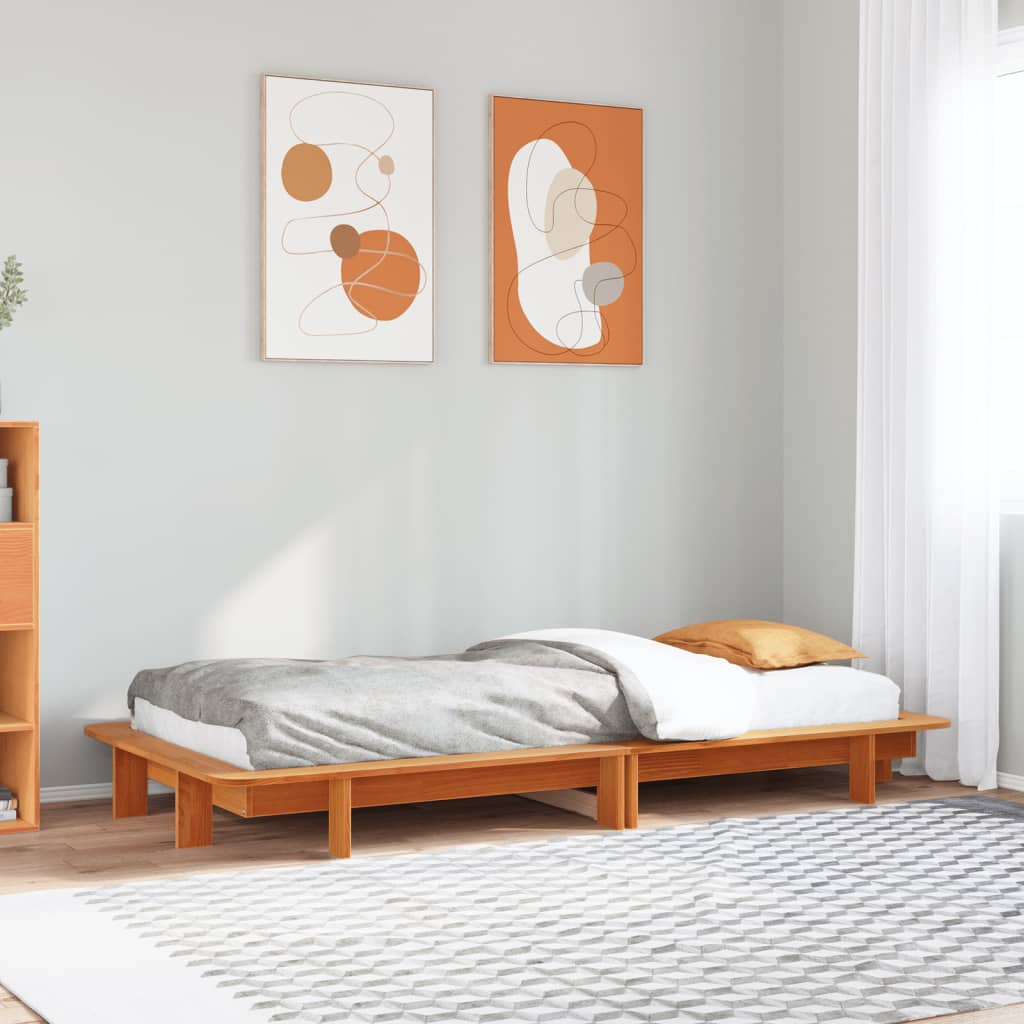 Bedframe zonder matras massief grenenhout wasbruin 100x200 cm is nu te koop bij PeponiXL, paradijselijk wonen!