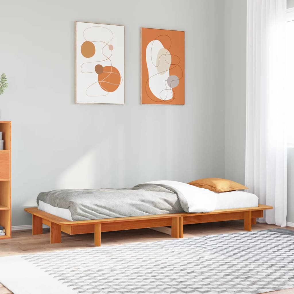 Bedframe zonder matras massief grenenhout wasbruin 90x200 cm is nu te koop bij PeponiXL, paradijselijk wonen!