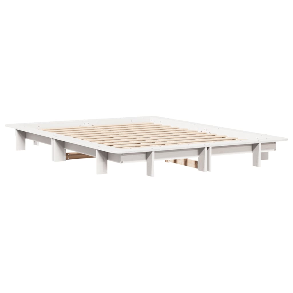 Bedframe zonder matras massief grenenhout wit 135x190 cm is nu te koop bij PeponiXL, paradijselijk wonen!