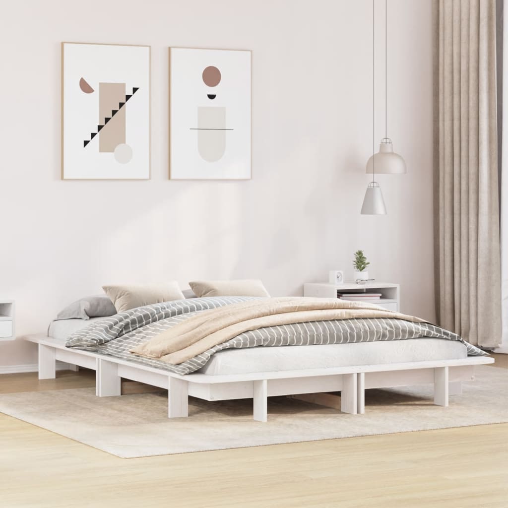 Bedframe zonder matras massief grenenhout wit 135x190 cm is nu te koop bij PeponiXL, paradijselijk wonen!