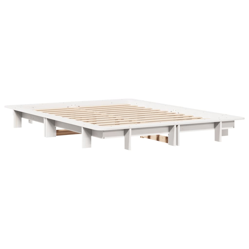 Bedframe zonder matras massief grenenhout wit 135x190 cm is nu te koop bij PeponiXL, paradijselijk wonen!