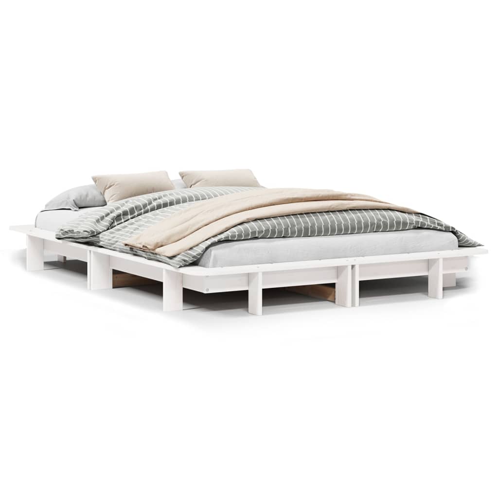 Bedframe zonder matras massief grenenhout wit 135x190 cm is nu te koop bij PeponiXL, paradijselijk wonen!