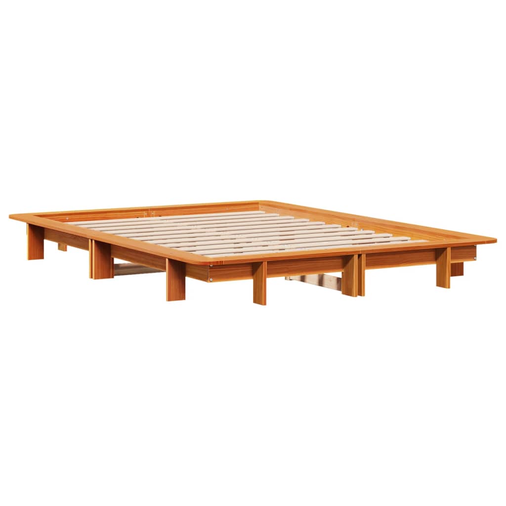 Bedframe zonder matras massief grenenhout wasbruin 135x190 cm is nu te koop bij PeponiXL, paradijselijk wonen!