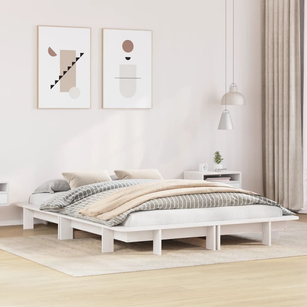Bedframe zonder matras massief grenenhout wit 120x190 cm is nu te koop bij PeponiXL, paradijselijk wonen!