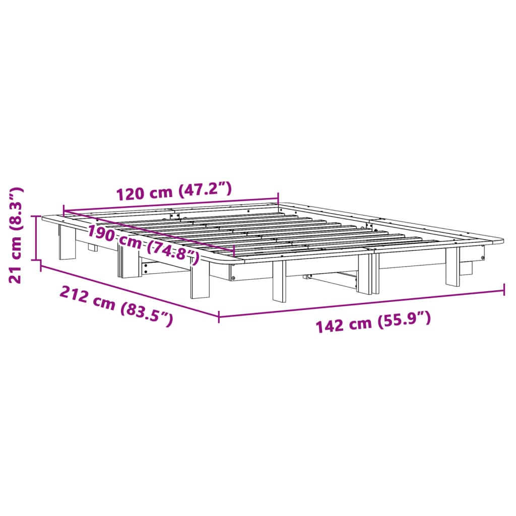 Bedframe zonder matras massief grenenhout wit 120x190 cm is nu te koop bij PeponiXL, paradijselijk wonen!