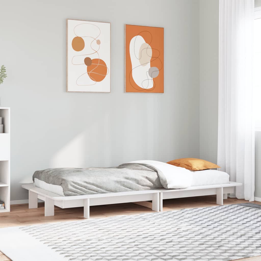 Bedframe zonder matras massief grenenhout wit 75x190 cm is nu te koop bij PeponiXL, paradijselijk wonen!