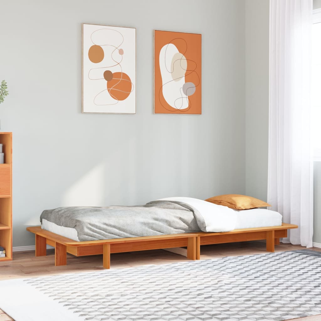 Bedframe zonder matras massief grenenhout wasbruin 75x190 cm is nu te koop bij PeponiXL, paradijselijk wonen!