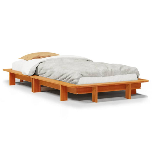 Bedframe zonder matras massief grenenhout wasbruin 75x190 cm is nu te koop bij PeponiXL, paradijselijk wonen!
