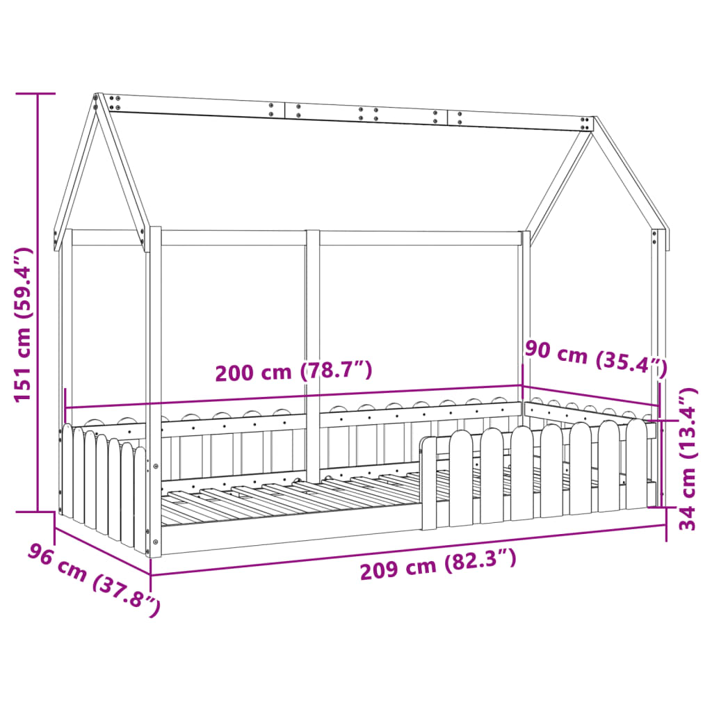 Bedhuis wasbruin massief grenenhout 90x200 cm is nu te koop bij PeponiXL, paradijselijk wonen!