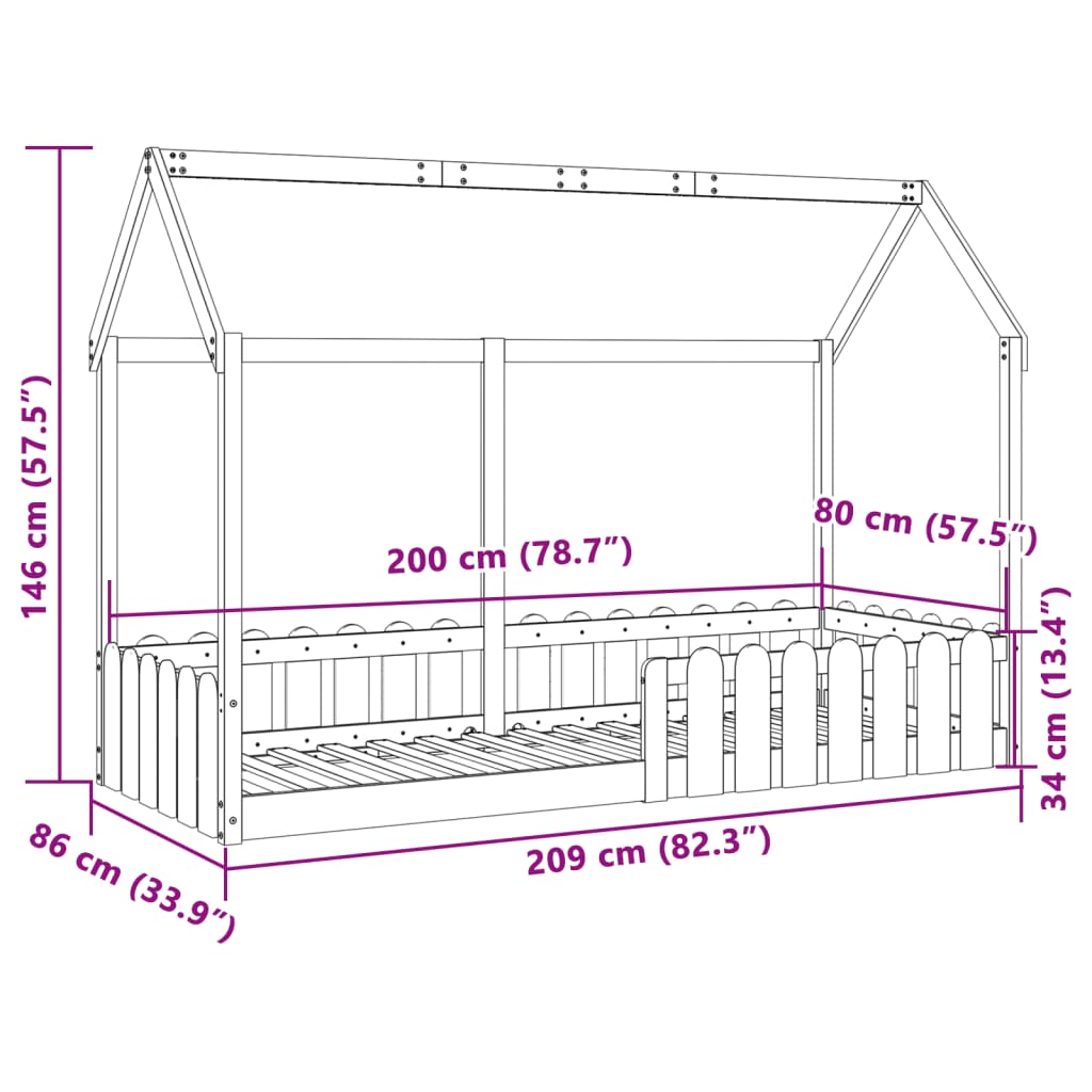 Bedhuis massief grenenhout 80x200 cm is nu te koop bij PeponiXL, paradijselijk wonen!