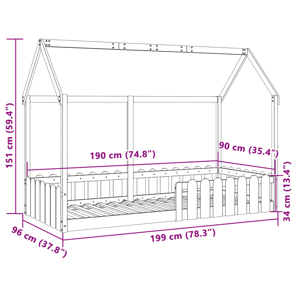 Bedhuis massief grenenhout 90x190 cm is nu te koop bij PeponiXL, paradijselijk wonen!