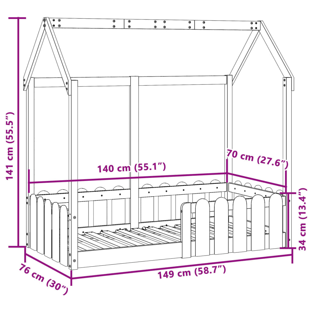 Bedhuis massief grenenhout 70x140 cm is nu te koop bij PeponiXL, paradijselijk wonen!