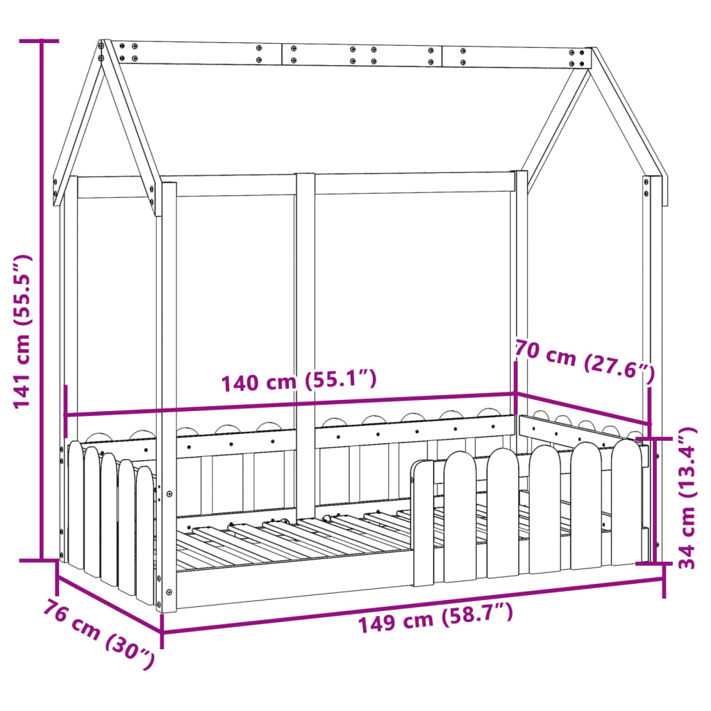 Bedhuis wit massief grenenhout 70x140 cm is nu te koop bij PeponiXL, paradijselijk wonen!