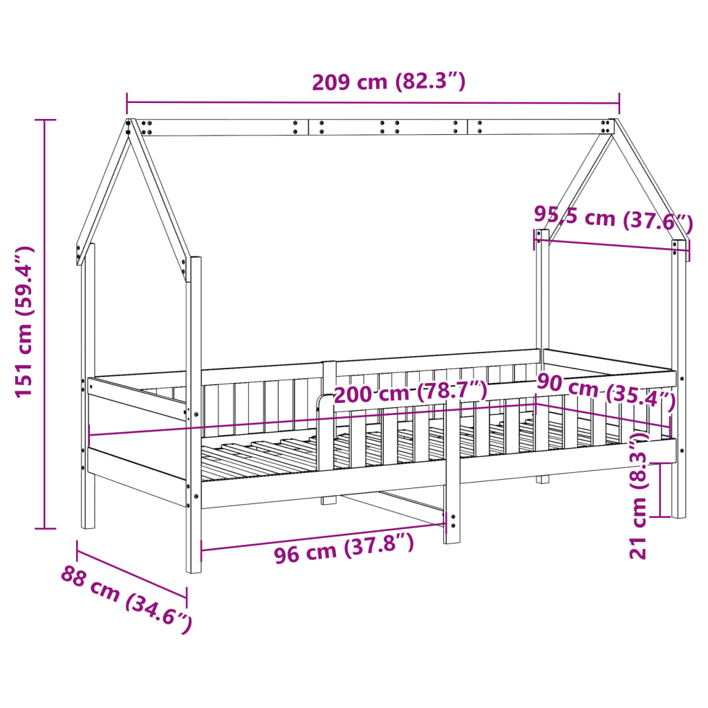 Bedhuis massief grenenhout 90x200 cm is nu te koop bij PeponiXL, paradijselijk wonen!