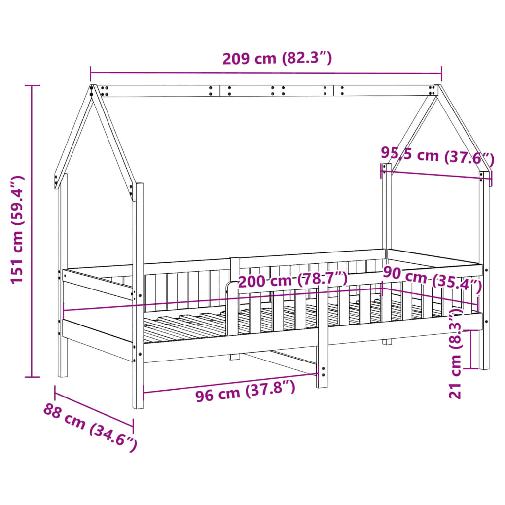 Bedhuis wit massief grenenhout 90x200 cm is nu te koop bij PeponiXL, paradijselijk wonen!