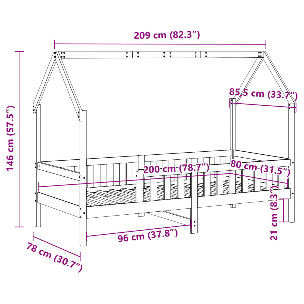 Bedhuis massief grenenhout 80x200 cm is nu te koop bij PeponiXL, paradijselijk wonen!