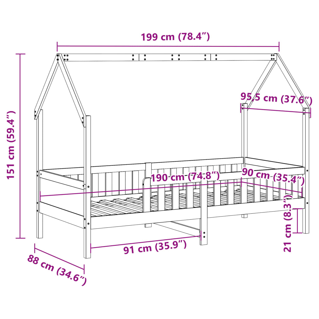 Bedhuis massief grenenhout 90x190 cm is nu te koop bij PeponiXL, paradijselijk wonen!