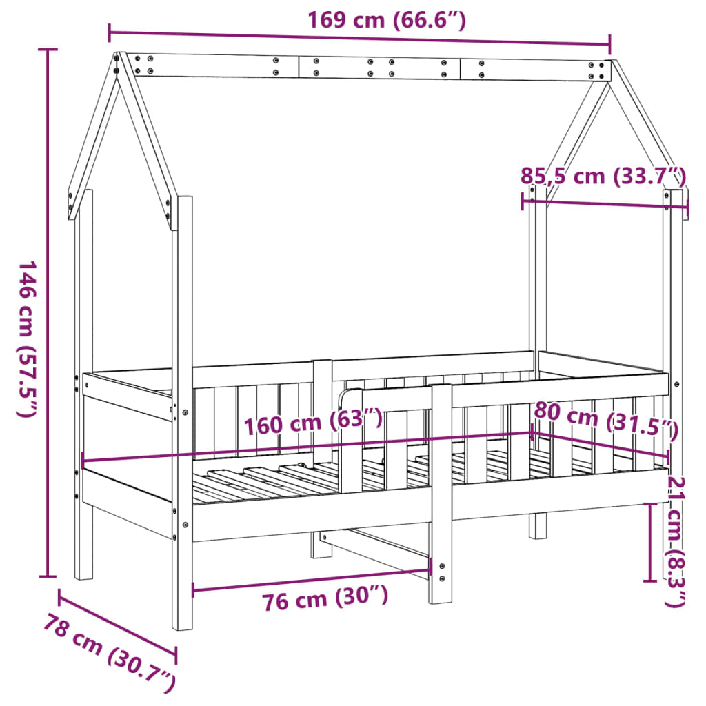 Bedhuis massief grenenhout 80x160 cm is nu te koop bij PeponiXL, paradijselijk wonen!
