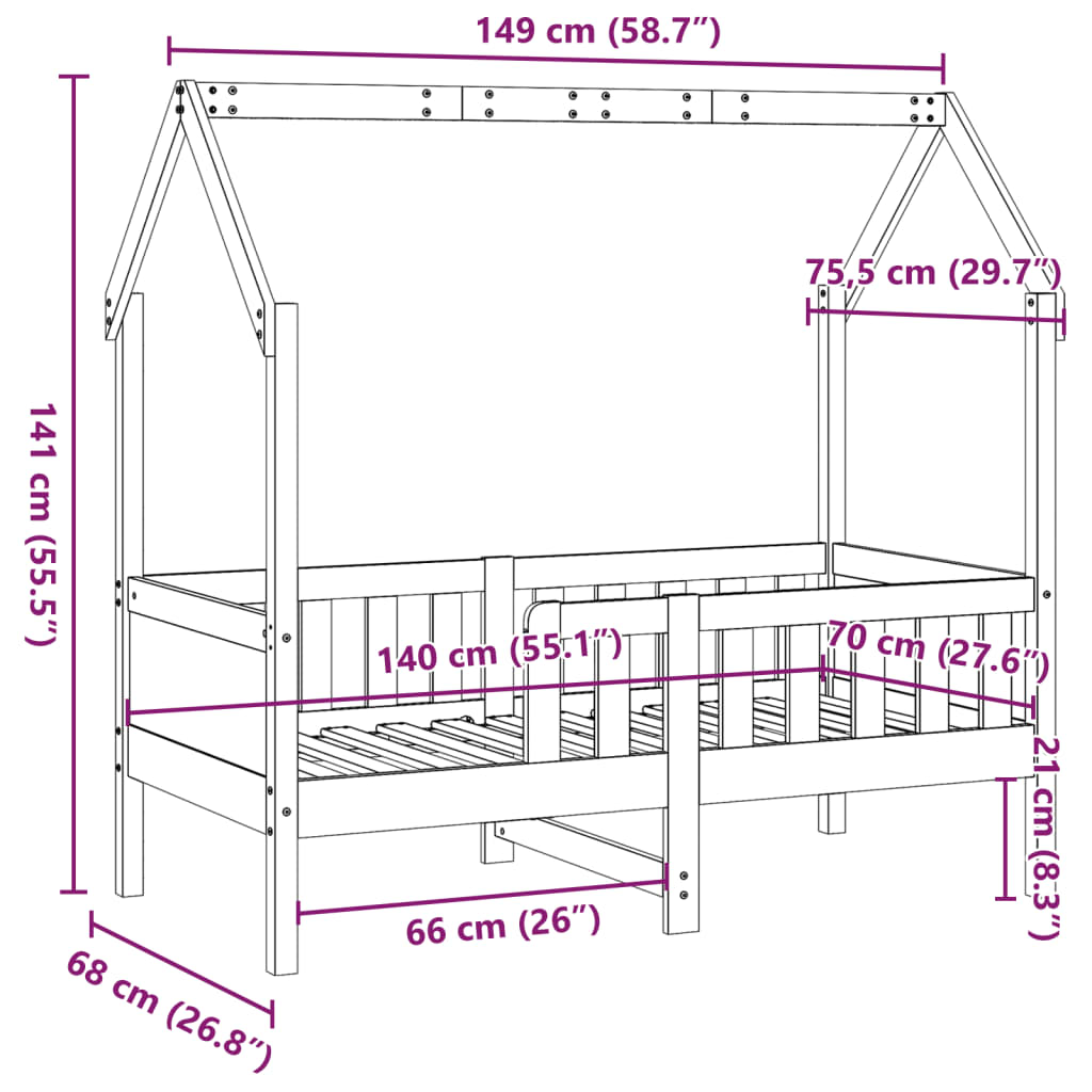 Bedhuis wit massief grenenhout 70x140 cm is nu te koop bij PeponiXL, paradijselijk wonen!