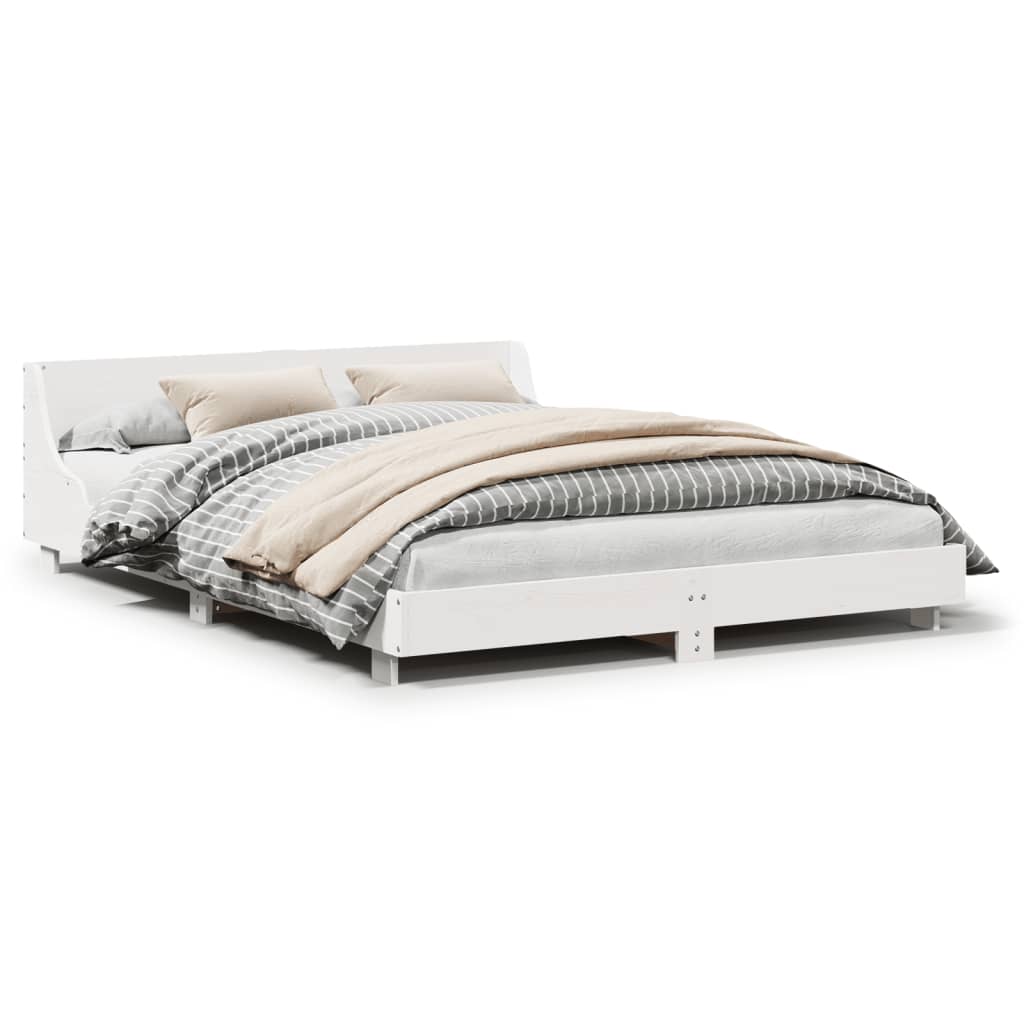 Bedframe zonder matras massief grenenhout wit 160x200 cm is nu te koop bij PeponiXL, paradijselijk wonen!