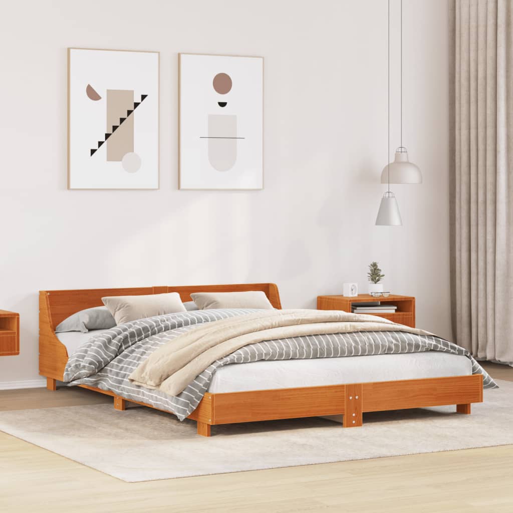 Bedframe zonder matras massief grenenhout wasbruin 150x200 cm is nu te koop bij PeponiXL, paradijselijk wonen!