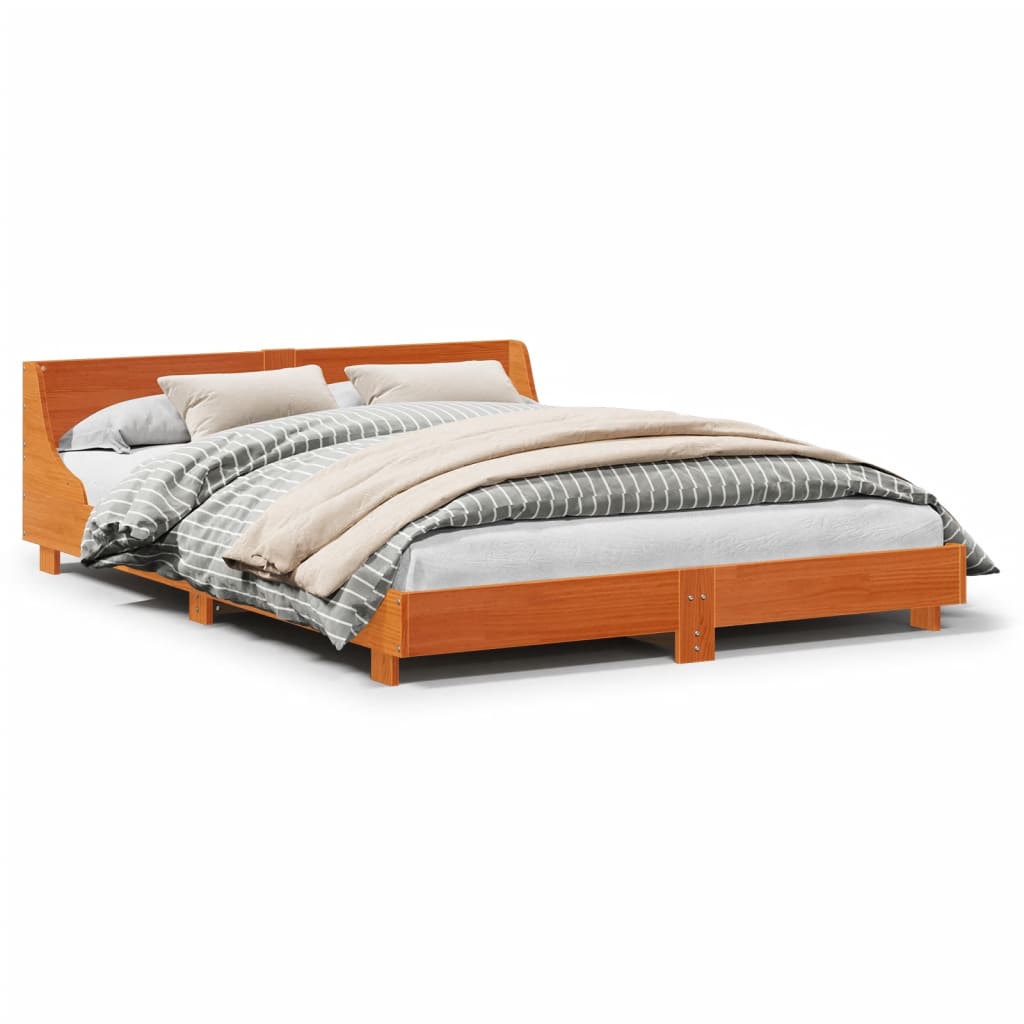 Bedframe zonder matras massief grenenhout wasbruin 150x200 cm is nu te koop bij PeponiXL, paradijselijk wonen!