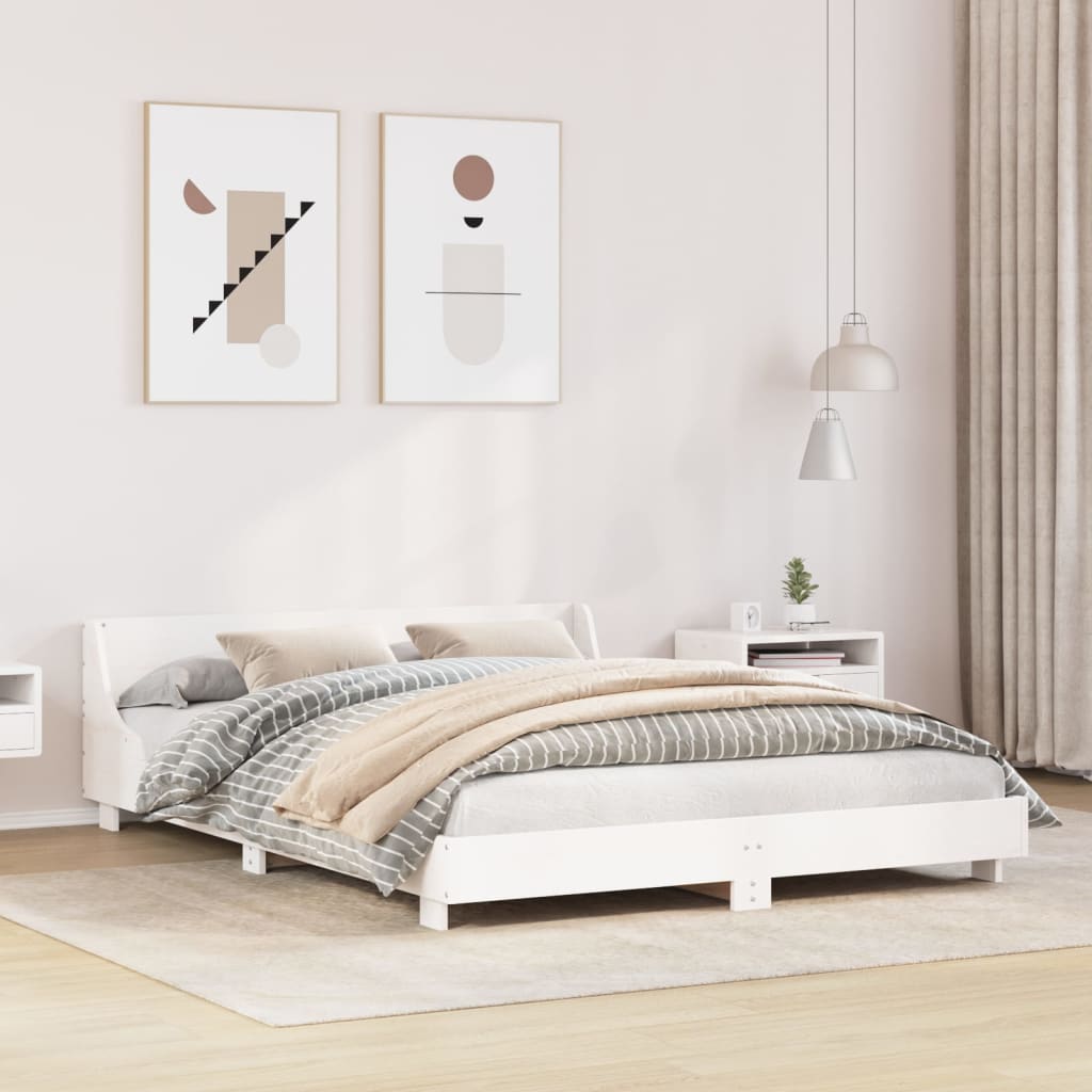 Bedframe zonder matras massief grenenhout wit 140x200 cm is nu te koop bij PeponiXL, paradijselijk wonen!