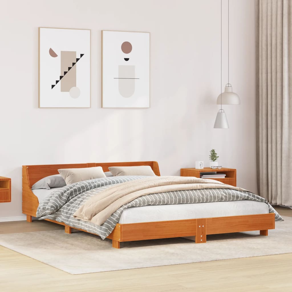 Bedframe zonder matras massief grenenhout wasbruin 140x200 cm is nu te koop bij PeponiXL, paradijselijk wonen!